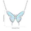 Iridescent Opal Butterfly Pendant Necklace with Silver Sweater Chain