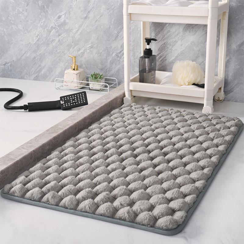 Large Flannel Anti-Slip Bathroom Mat - Absorbent Floor Mat for Shower Room or Toilet Door