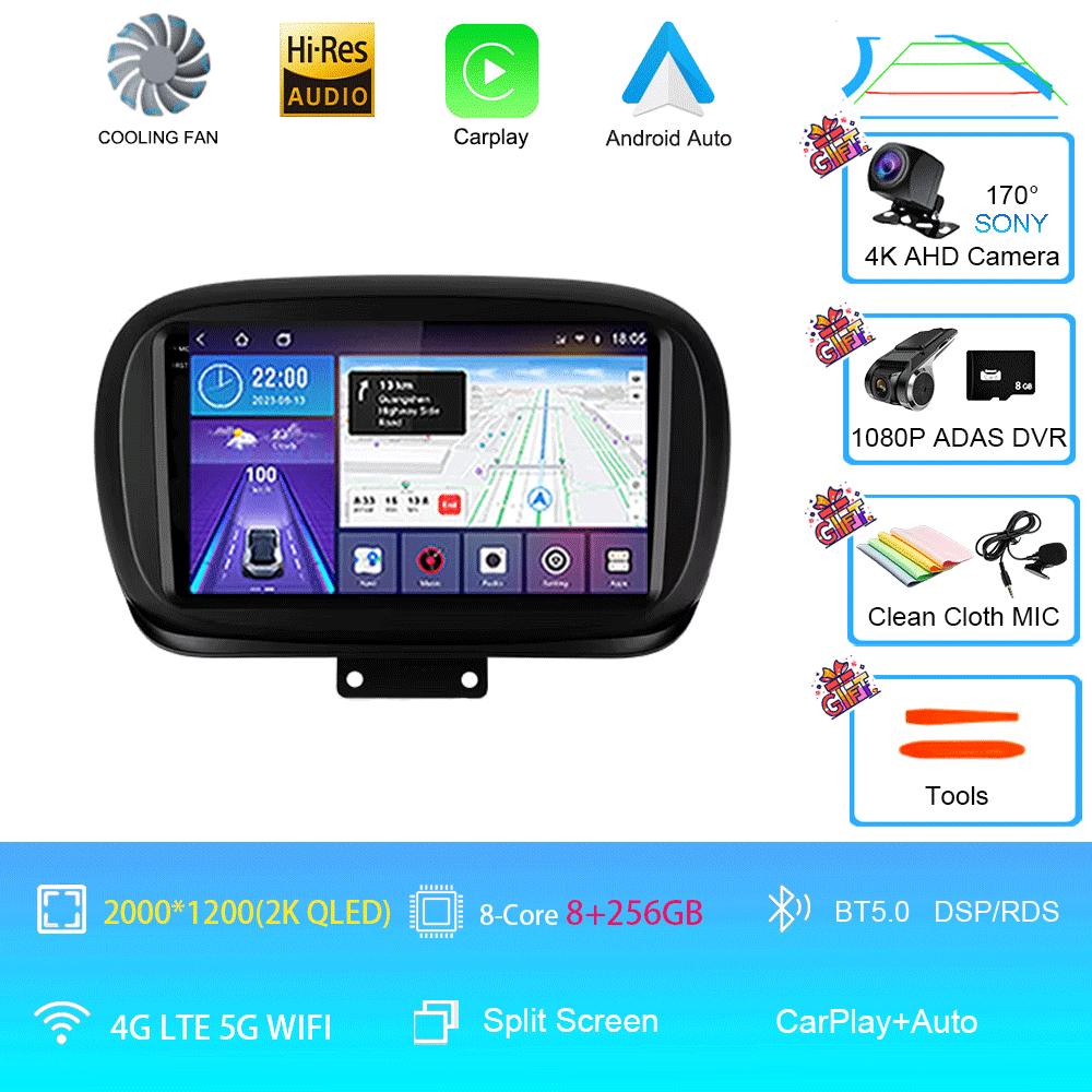 Car Radio Android 14 For Fiat 500X 2014 - 2020 Multimedia Video Player GPS Navigation Wireless Carplay+Auto Stereo QLED HeadUnit