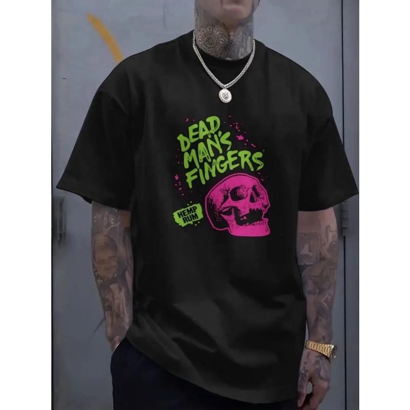 Men s Casual Skull DEAD for Man s FINGERS Pattern Printed T-Shirt, Same for Men, Summer Casual Short Sleeve T-Shirt PLUS SIZE S чёрный