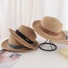 New French flat-top straw hat women's big head circumference seaside beach top hat woven sun-proof hat summer