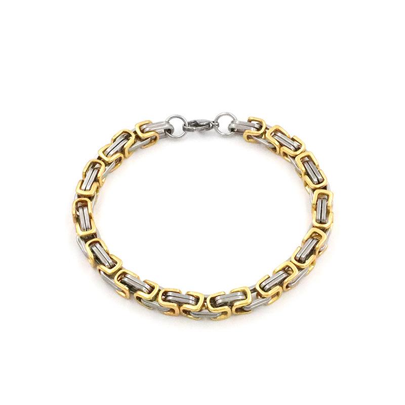 Personalized Titanium Steel Square Byzantine Bracelet Does Not Fade, High-End Imperial Chain Jewelry.