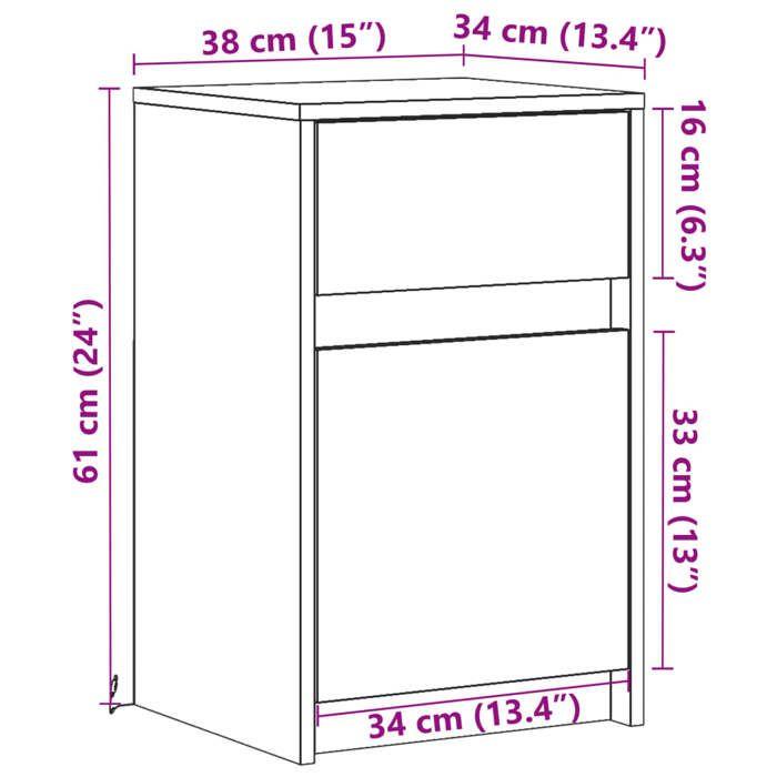 VidaXL Bedside Cabinet with LED Lights Sonoma Oak, Side Table, Bedside Cabinet, Bedroom Side Table, 852002