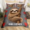 Cute Sloth Duvet Cover Cartoon Sloth Bedding Set Twin Queen For Boys Girls Teens Room Dorm Decor Kawaii Animal Comforter Cover