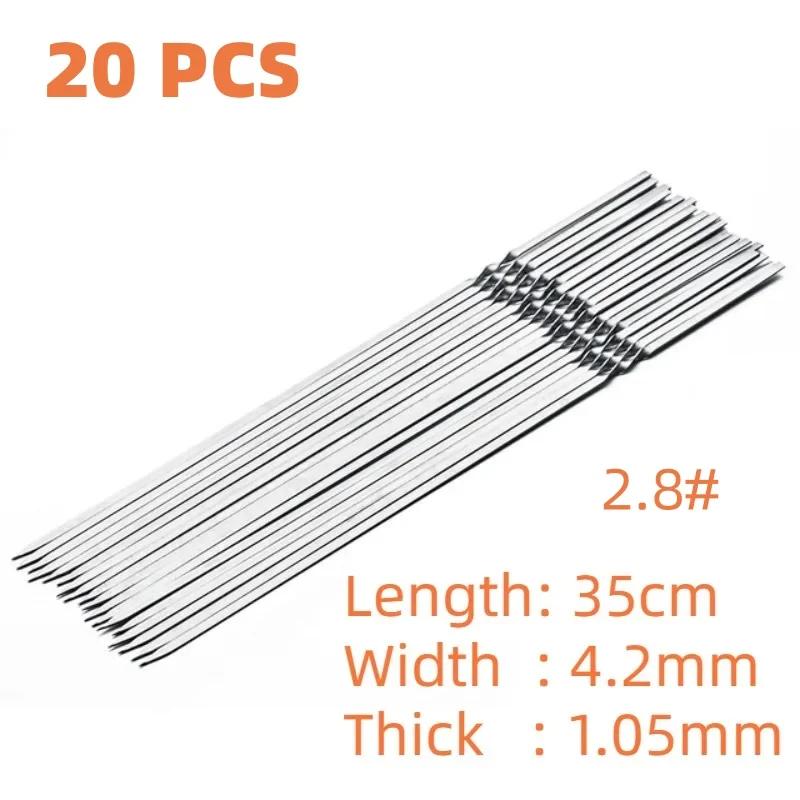 10/20Pcs Barbecue Skewer Stainless Steel Flat Skewers Reusable BBQ Skewers Kebab Iron Stick For Outdoor Camping Picnic BBQ Tools