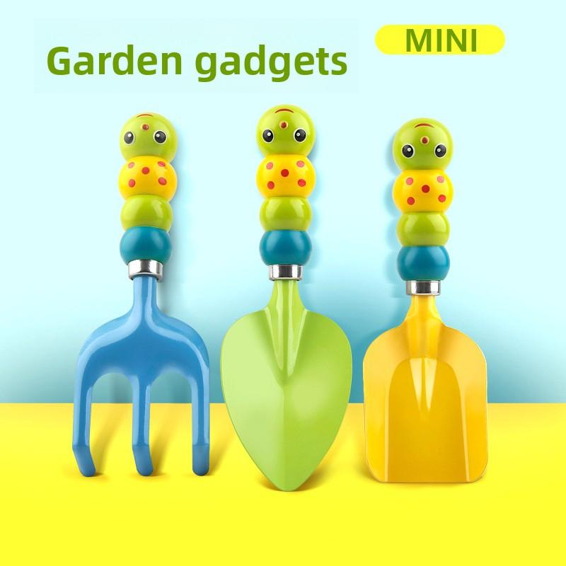 Kids Gardening Tool Set 6Pcs Caterpillar Handle Shovel Rake Watering Can Storage Bag Gloves