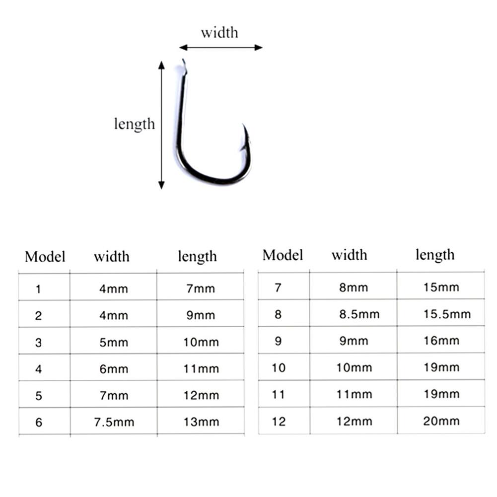 1 Set Of Fishing Hook High-carbon Steel Fish Hook Set 3#-12# Non-ring Non-hole Fish Barbed Hook