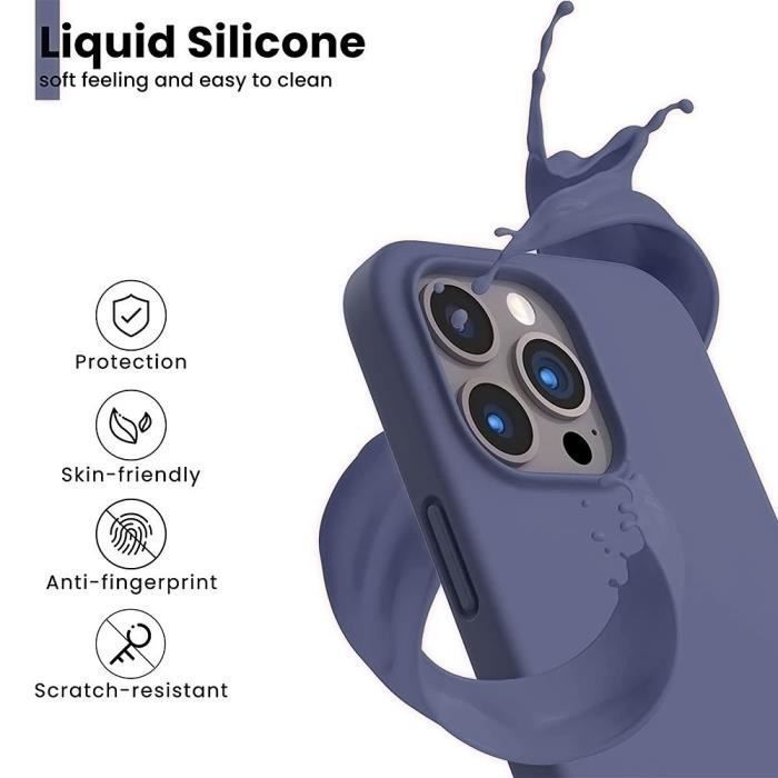 Coque de protection - BOOLING - pour iPhone 16 Pro - Silicone Liquide - Slim - Bleu Nuit