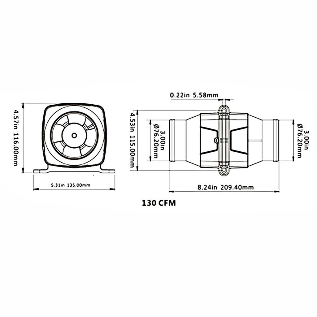 New 3 Inch In Line Marine Bilge Air Blower Mute Strong Ventilation Fan for Yacht  3'' Air Blower Fan 3'' Ventilation Fan