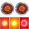 2x Round 16LED Trailer Truck Tail Lights Stop Brake Turn Signal Tail Lamp 12-24V