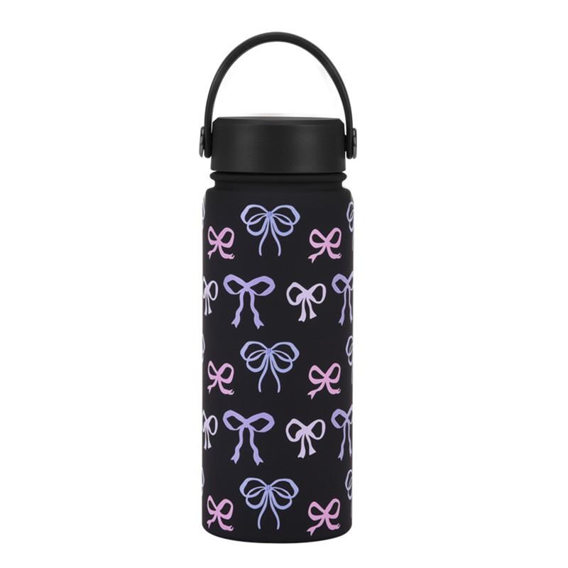 Stainless Steel Insulated Water Bottle 550ml Wide Mouth Portable Travel Mug With Handle Outdoor Gym Office