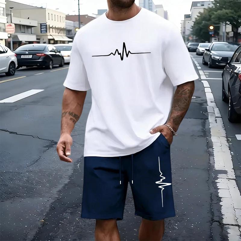 Herren T-Shirt Set Lässig Jogging Sportbekleidung Outdoor Laufen Sport Erwachsene Kleidung Sommer