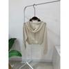 C S In The Room Women S lInen Free gIna Crop Hoodie Long Sleeve Knit Zip Up Card