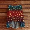 Women's Fashion Round Neck Long Sleeve Christmas Print Casual Pullover Sweater Top