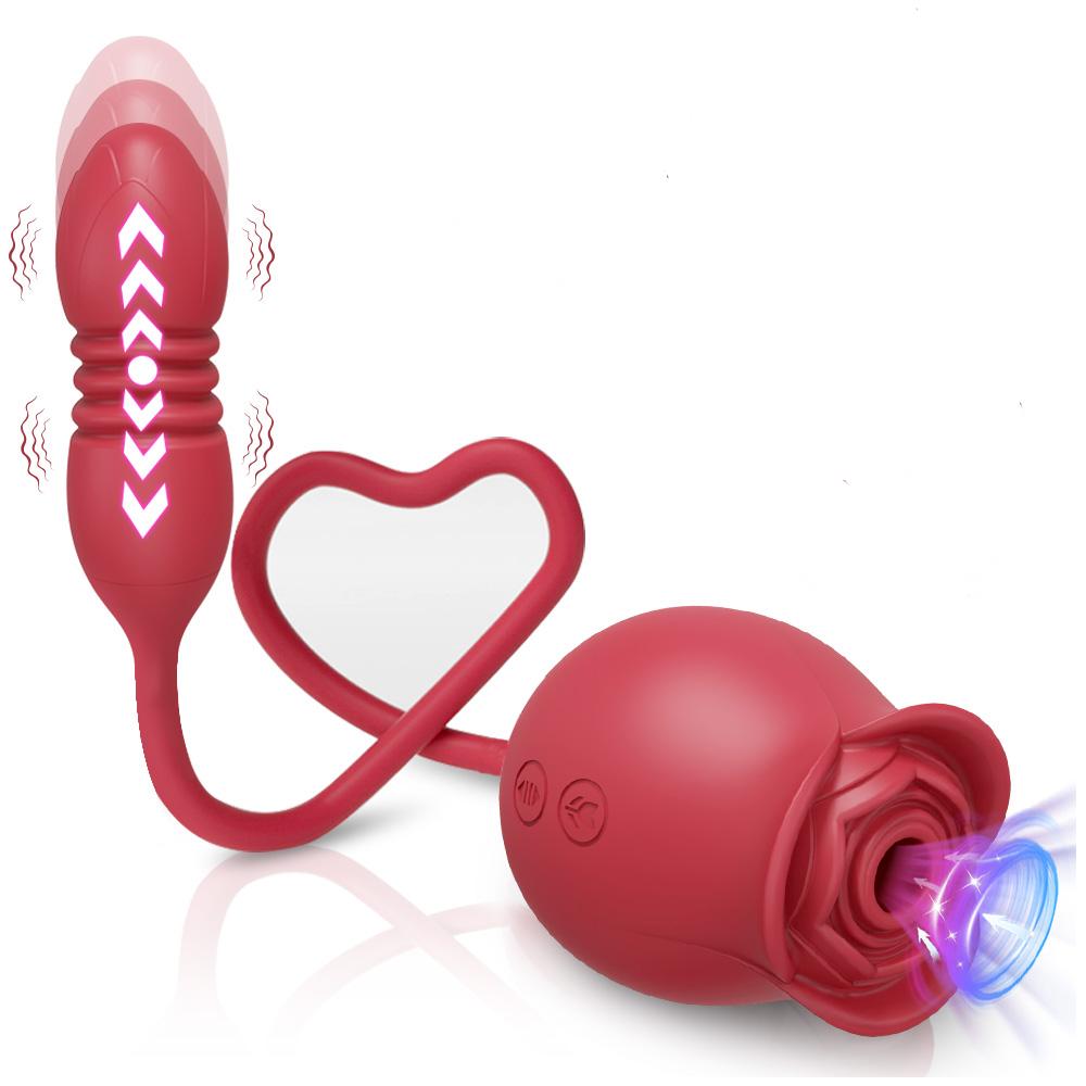 Rose-Sucking Vibrator for Women Thrusting Dildo Nipples Clitoris Sucker G Spot Anal Stimulator Vibrating Egg Adult Sex Toys