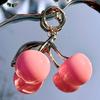 Elegant Sturde Alloy Lovely Cherrys Charm Pendant Lock Keyring Fashion Accessory for Stylish Girls Women Ladies
