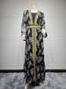 AB363 Dubai Eid al-Adha Mesh Embroidery Patchwork Muslim Two-Piece Set