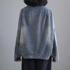 2026 Spring Autumn Shirt Denim Coat Casual Long Sleeve V-Neck Shirt Women Buttons Loose Solid Color Patchwork Design Vintage Tops