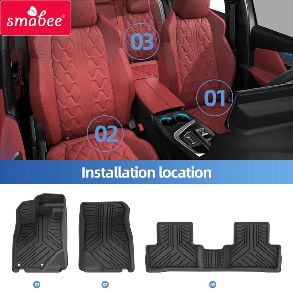 Smabee Left Drive for Peugeot 3008 E-GT 3rd Gen Hybrid Version 2024-2027 Car All-Weather Floor Mats Trunk Pad Accessories Black
