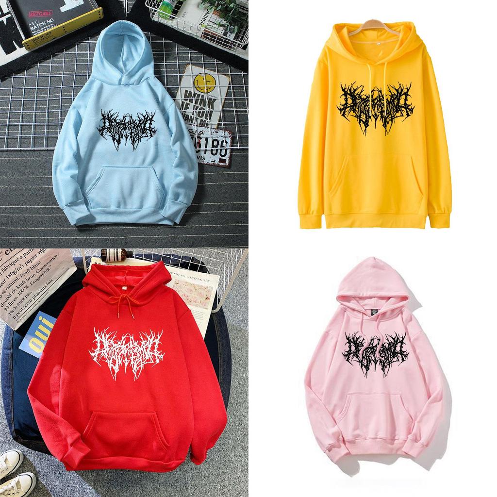 Gothic Style Hooded Sweatshirt For Women With Print Graphic Streetwear Winter Fashion