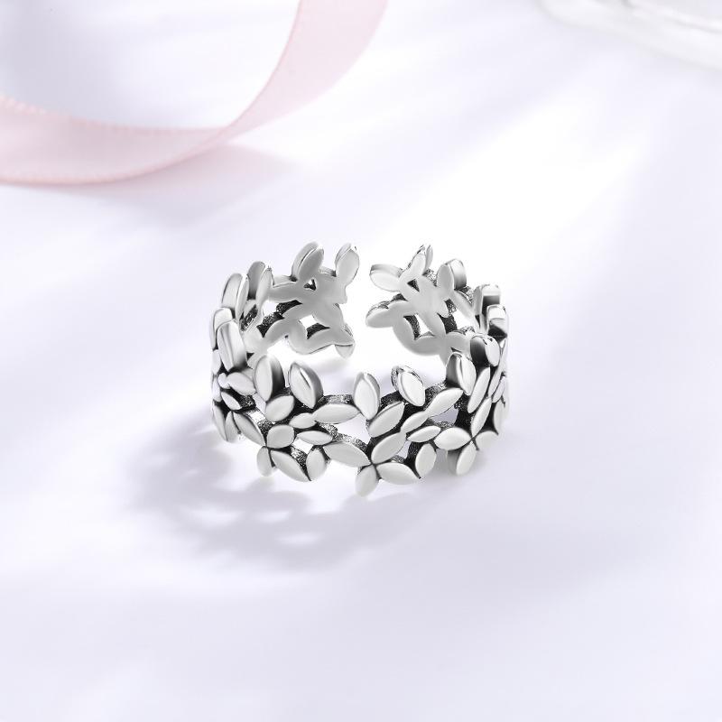 925 Silver Ring Small Leaf Plant Rings For Women Engagement Wedding Luxury Jewelry Cheap Things With