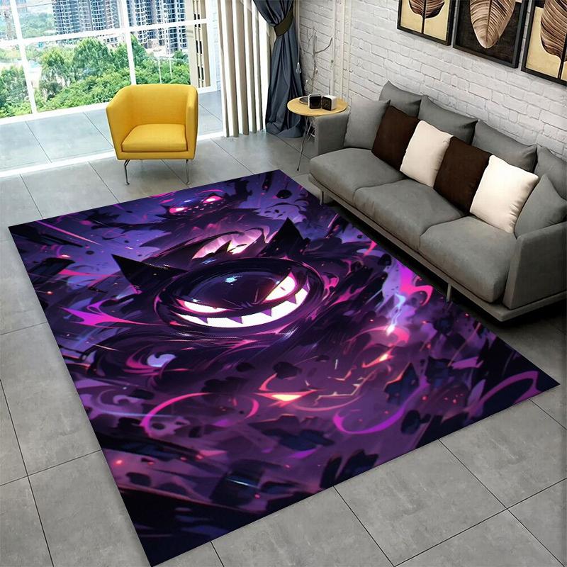 Cute Gengar Pokemon Cartoon Non-Slip Area Rug for Living Room,Bedroom,Playroom,Soft Carpet Floor Mat Home Decor Rug Kids Room