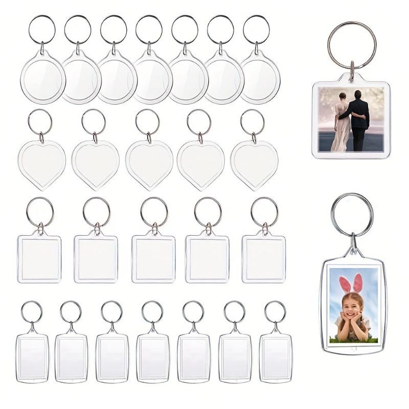 510Pcs Clear Acrylic Photo Frame Keychain Blank Insert Keyring Double-Sided Diy Craft Supply For Couple Family Gift Home Decor