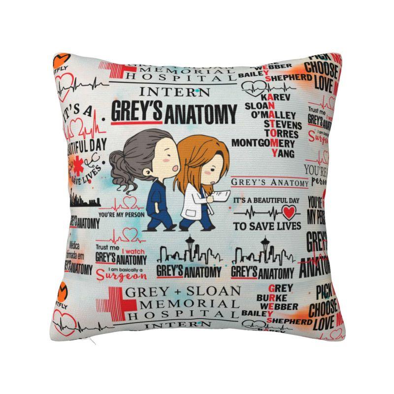 Custom Greys Anatomy Cartoon Collage Nordic Pillow Cover Decoration Car Cushion