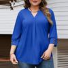 Women's Fashionable Casual Plus-Size V-Neck Button-Down Short-Sleeve Top