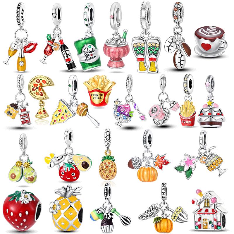 Cute Yellow Food Pumpkin Car Cake Avocado Pizza Charm Bead Components Bead Components Copper Metal High Quality Fine Jewelry Compatible With Bracelet