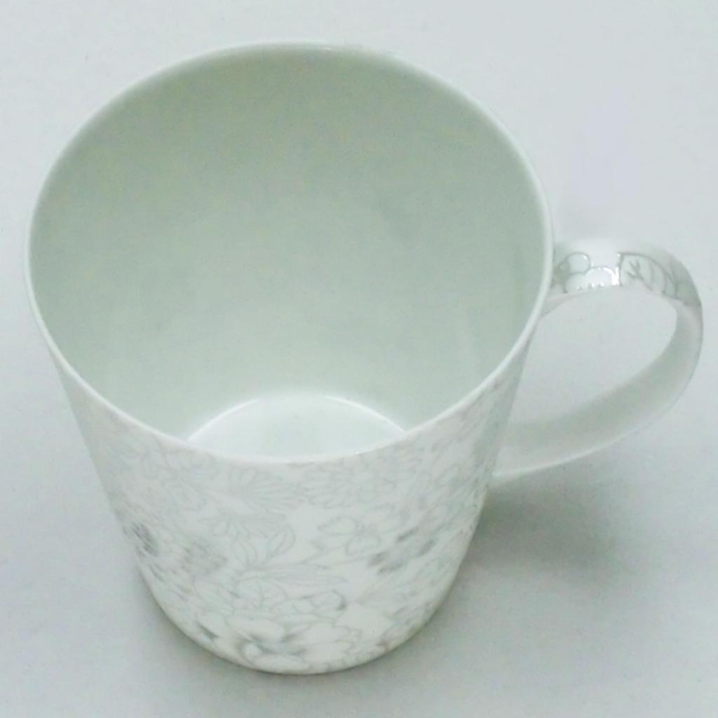 Mino Ware Mug, Approx. 380ml, Microwave-Safe, Hikari-Yuzen Pattern, Thinly Sliced, Silver, Made In Japan, HYM-3053E