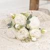 Tenvity Peony Artificial Flowers Silk Rose Bouquet Vase for Home Wedding Garden Decor Fake Plants Christmas Garland Material