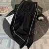Sudadera Corta Casual a Rayas Traje Deportivo Mujer Otoño Sudadera con Cremallera Suelta Cordón Elástico Pantalones de Pierna Ancha Conjunto de Dos Piezas
