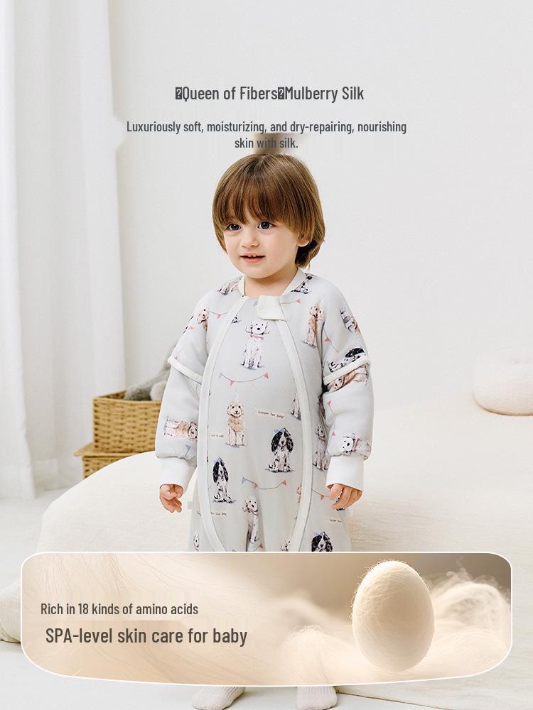 iBaby Silk-Filled Cotton Sleep Bag for Babies - Anti-kick, Split-leg Design for Spring, Autumn, Winter