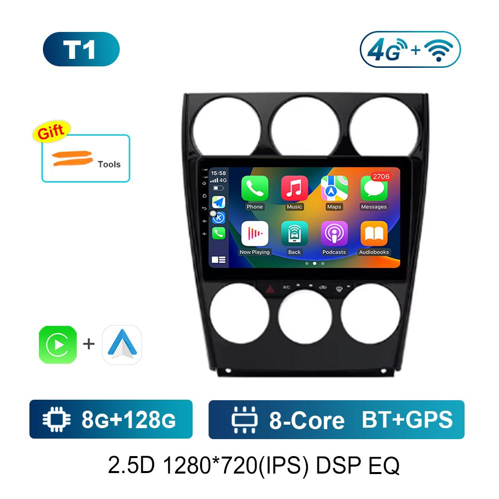 Navigație GPS pentru Mazda 6 2004 - 2015 Radio Auto Player Multimedia Sistem de Operare Android DSP Stereo WiFi Carplay Ecran QLED 4G Instrumente Auto