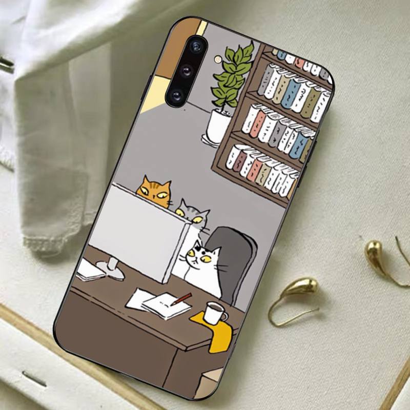 Japanese Cat Phone Case For Samsung A 13 21 30 31 32 51 52 53 70 for Huawei Honor 50 60 70 for OPPO Vivo