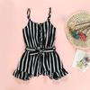 Summer Girl's Sleeveless Bow Sling Stripe Print Jumpsuit Climbing Suit