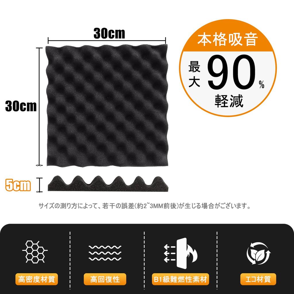 Ceritica Sound-Absorbing Sheets, 30305cm, Extra Thick, High-Density Urethane Foam Sound-Absorbing Panels, Noise Reduction, Soundproofing for Windows,