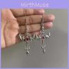 Gothic Silver Cross Earrings Large Steel Handmade Jewelry For Ladies