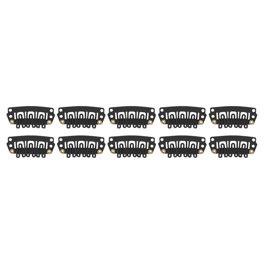 100 Pezzi Clip a Scatto Nera a Forma di U per Estensioni dei Capelli Sicura 6 Denti Clip per Parrucche e Toupet per Fai da Te