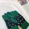 Driving Keep Warm Simple Leopard Windproof Female Gloves Velvet Thick Mittens  Gloves