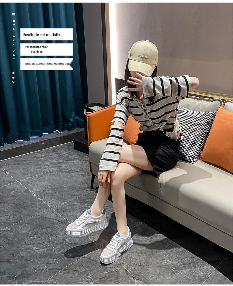 1752 Damen Weiße Sommer-Sneakers, Vielseitiger Dicksohlen-Hot-Style 2022 mit Mesh-Design zur Innenhöherlegung