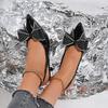 Fashion Luxury Glitter Bowknot Decoration Patent Leather Pumps Summer Sexy Pointed Toe Sling Back Pumps High Heel Dress Party Sandals