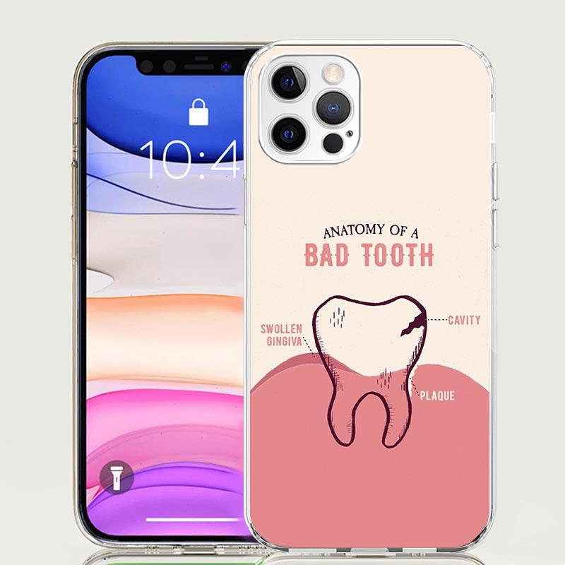 Wisdom Teeth Dentist Tooth Case Phone Cover for Apple iphone 16 15 14 13 12 Mini 11 Pro Max 16E X XS XR 7 Plus 8 + SE 2020 Trend