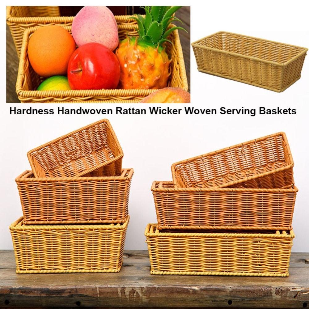 

Handwoven Rattan Wicker Woven Serving Baskets Multicolors Restaurant Serving Tabletop Display Style 4 22.5*13.5*9.5cm