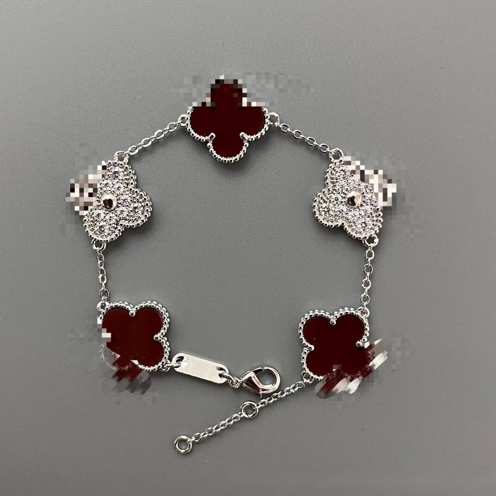 Fashionable Four-leaf Clover Five-flower Bracelet for Women 18k Double-sided Mother-of-pearl Fashion Niche Design Versatile Bracelet