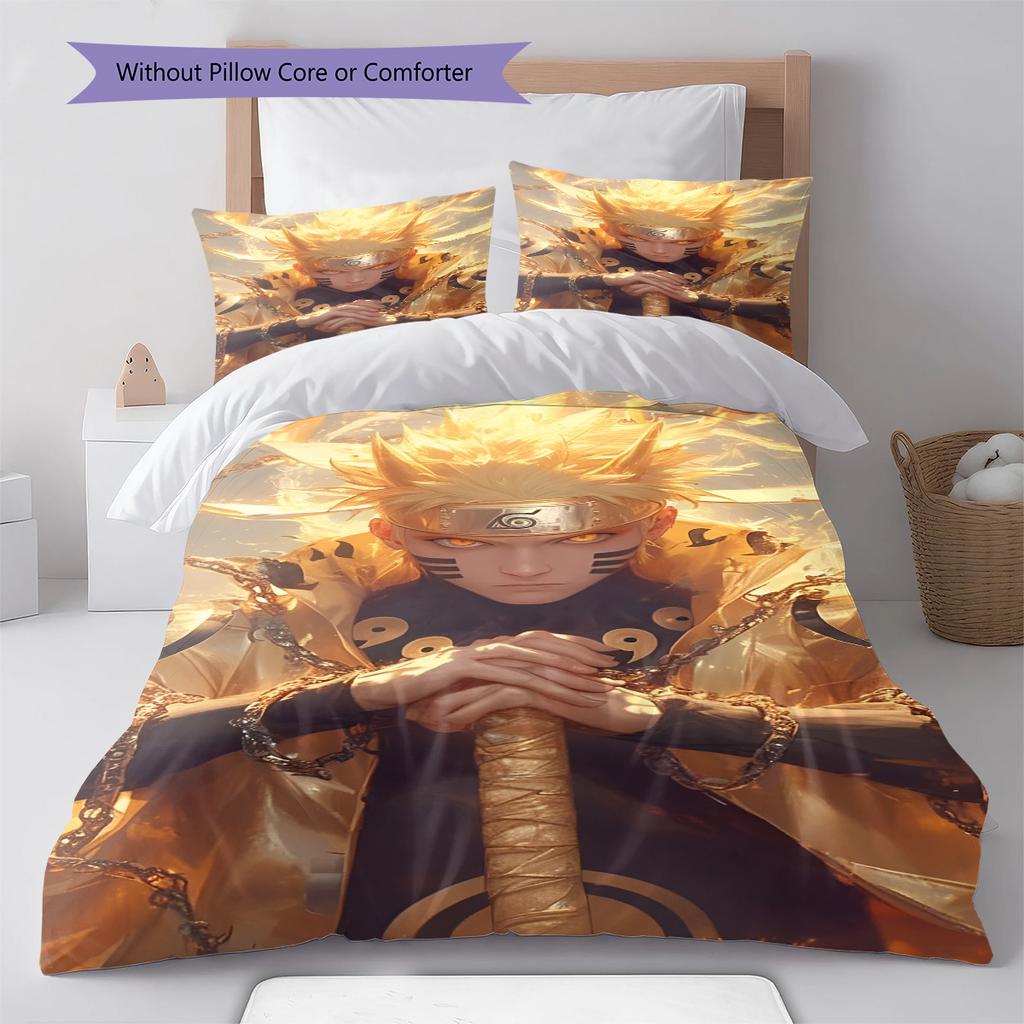 Naruto Laughing Pose Bedding Set Anime Duvet Cover Polyester Soft Bed Linen Set -QJY