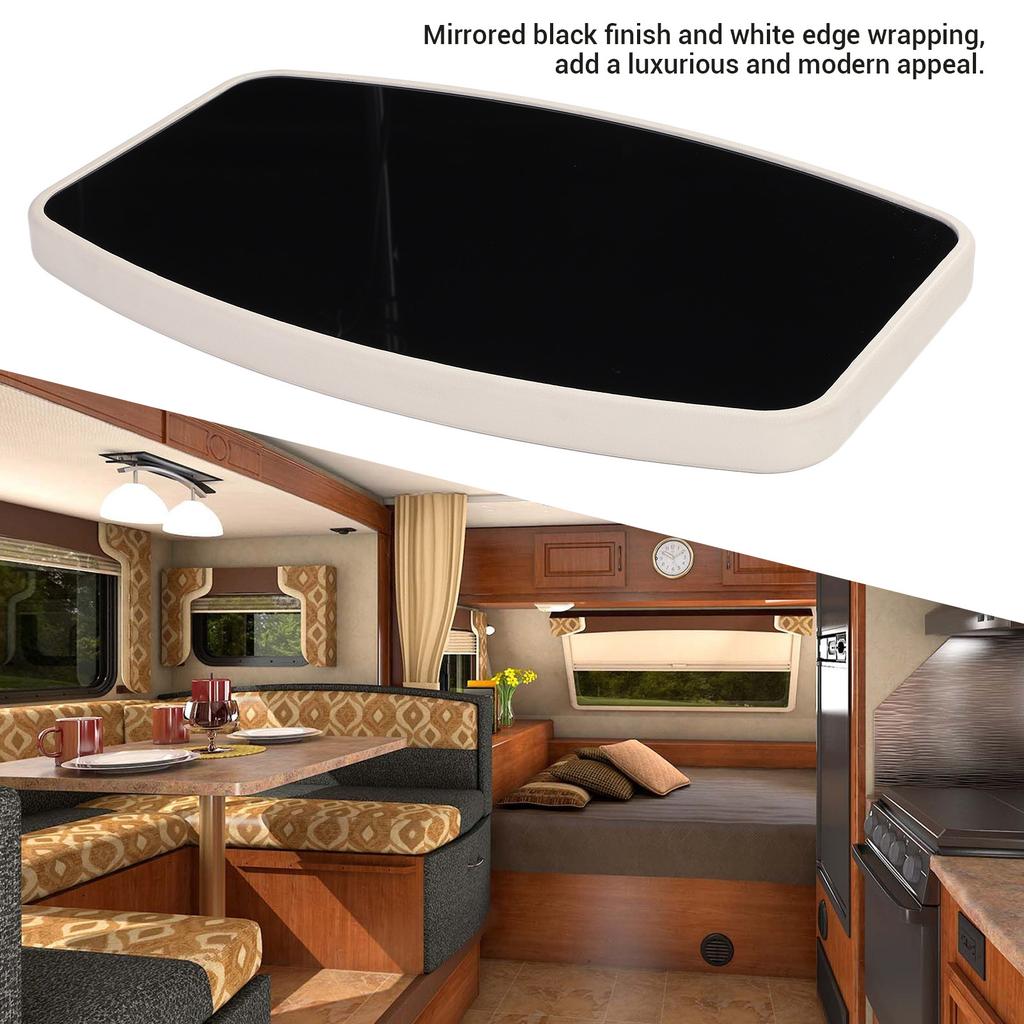 600 X 380mm Boat Table Top Square Acrylic Mirrored Black Finish Water Resistant Stylish Look Dinning Table Top for RV Campervan