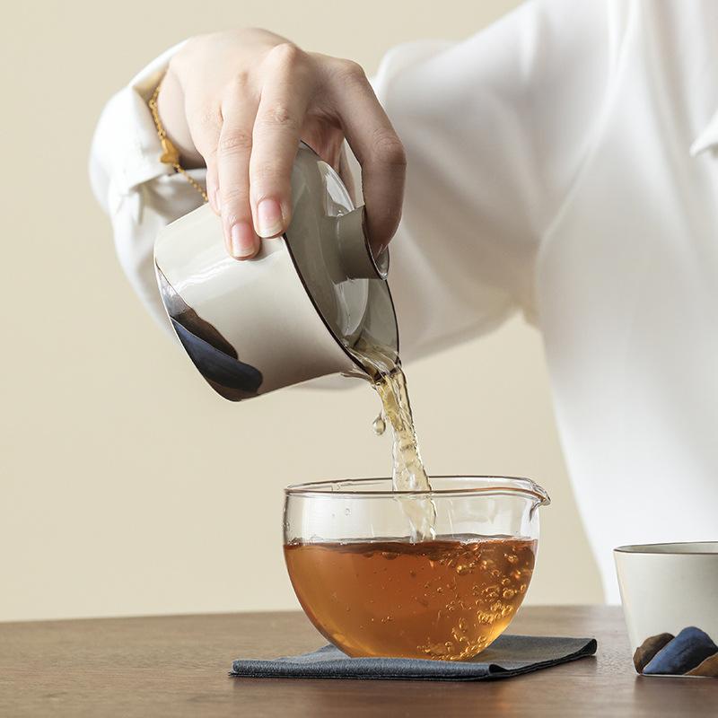 Mountains and Rivers of Grass and Wood Ash Travel Tea Set Kuaike Cup One Pot Two Cups Storage Portable Hover Cover Bowl Tea Cup Cover