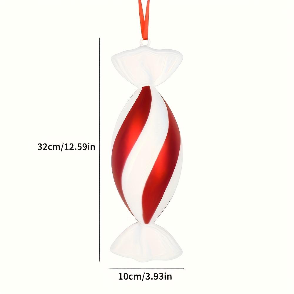 

12,6 дюйма/32 см Рождественское украшение в виде леденца из пластика, праздничный декор с красно-белыми полосками, золотыми лентами, сосновыми шишками для помещения/улицы, для дерева, дома, сада Oval Candy
